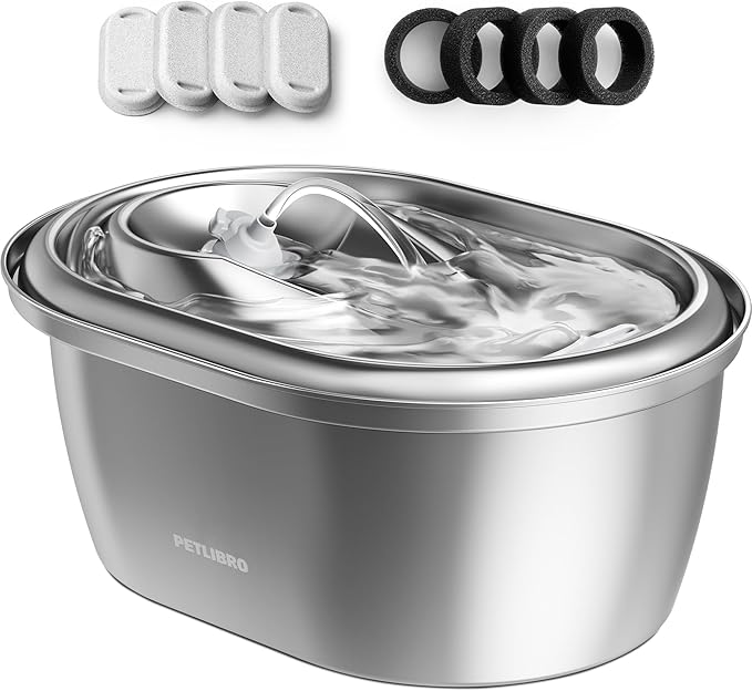 PETLIBRO Stainless Steel Cat Water Fountain, 101oz/3L Pet Water Fountain by PETLIBRO