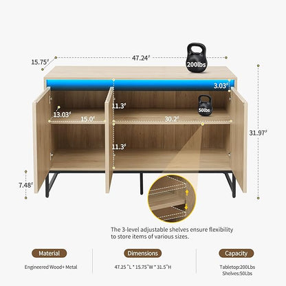 Fluted Sideboard Buffet Cabinet - Image 2