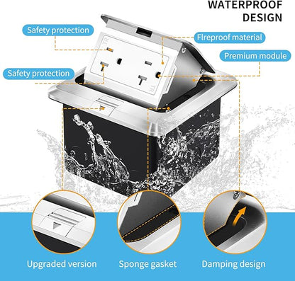 Vagueior Recessed Floor Electrical Outlet Kit, Waterproof Electrical Outlet - Image 3