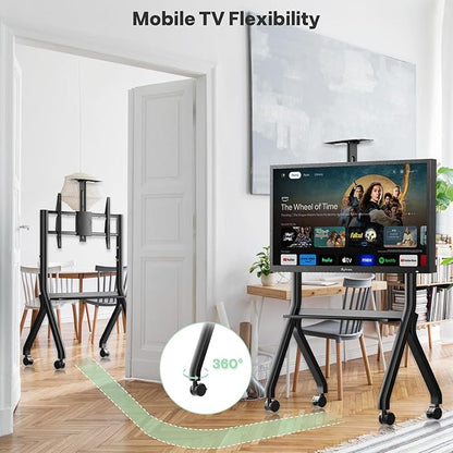 Sylvox Rolling TV Stand for 43-55 Inch Outdoor TVs, Mobile TV Cart Floor TV - Image 5