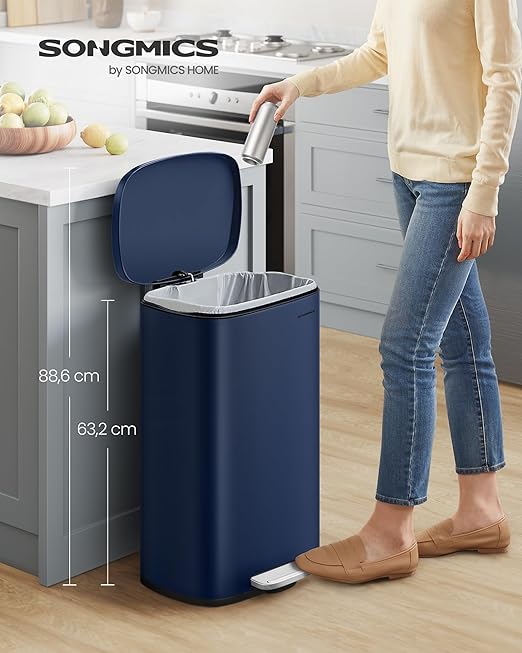 SONGMICS 13 Gallon Trash Can, Stainless Steel Kitchen Garbage Can, Recycling or - Image 3