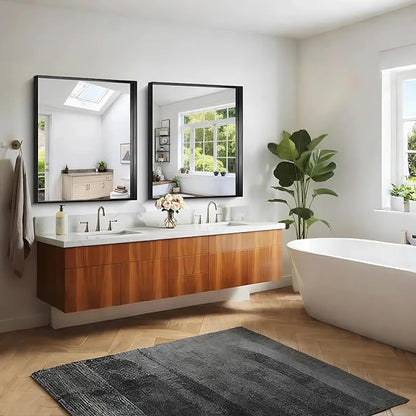 CIRCUMI Black Bathroom Mirror, Brushed Finish, Tempered Glass, Mirror - Image 5