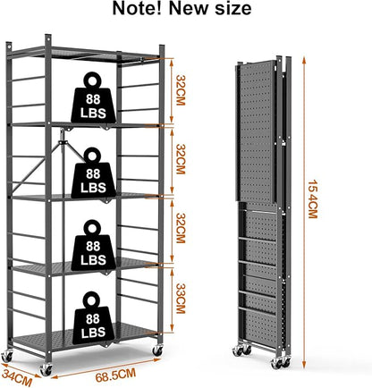 Himix Storage Shelves with 20 Hooks, 5-Tier Foldable Shelves - Image 2