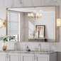 LOAAO 48”X30” Gold Bathroom Mirror, Rounded Rectangle Gold Frame Mirror by LOAAO