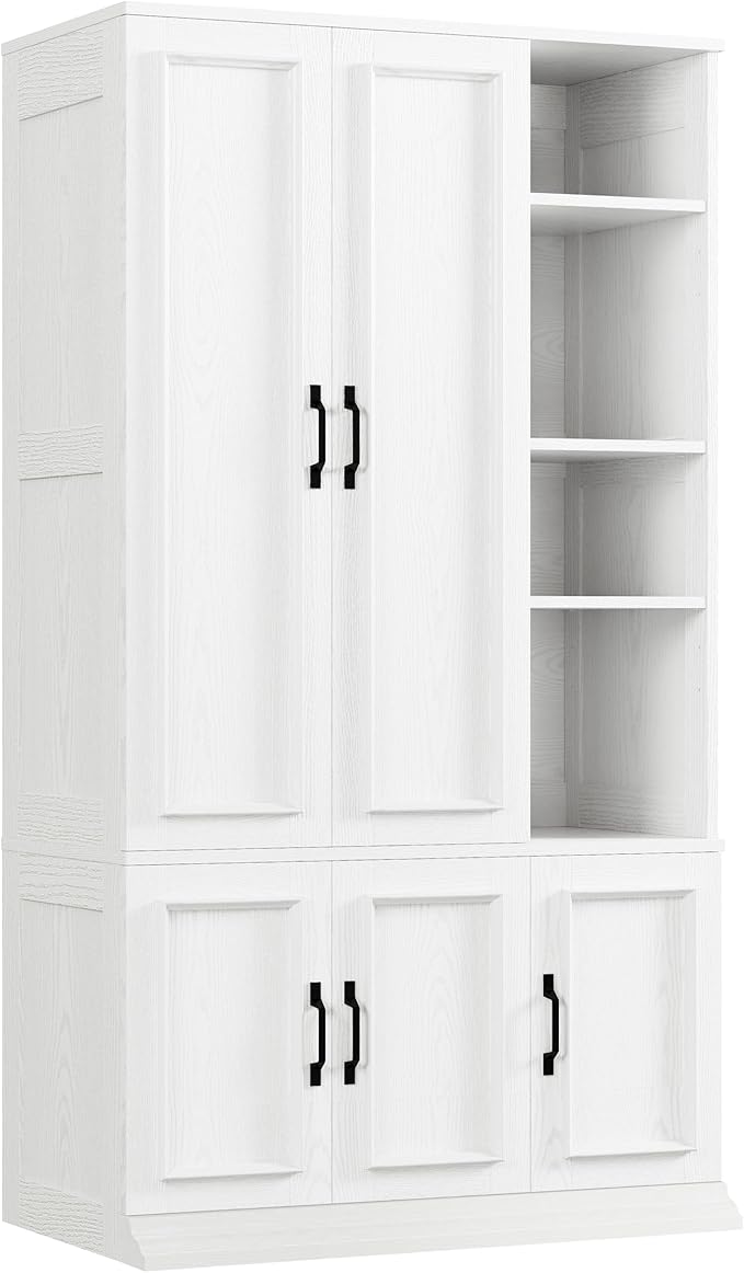 LIKIMIO Armoire Wardrobe Closet 70" H, 5 Doors Bedroom Wooden Wardrobe - Image 9