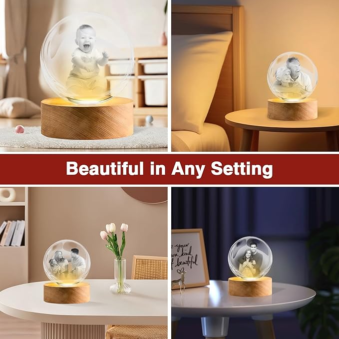LOVEVEN Personalized 3D Crystal Ball Night Light - Image 3