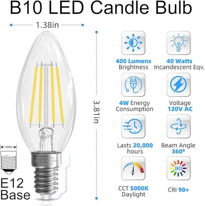 GvvooHome LED Candelabra Light Bulbs, E12 Bulb dimmable, 40 watt Equivalent - Image 2