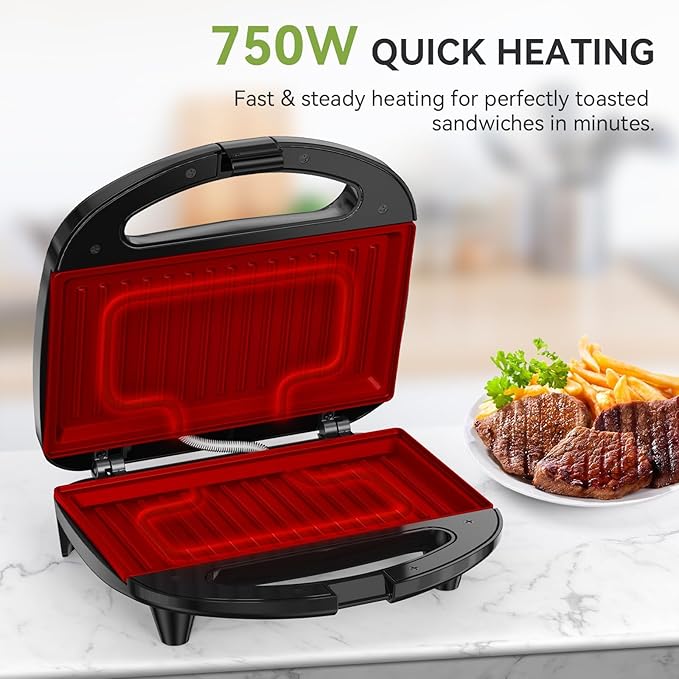 OSTBA Sandwich Maker & Panini Press, 2 Slice Grilled Cheese Maker - Image 3