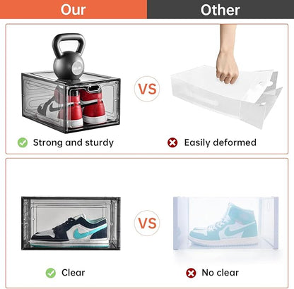 12 Pack Gray Transparent Shoe Storage Organizer, Stackable Shoe Boxes - Image 4