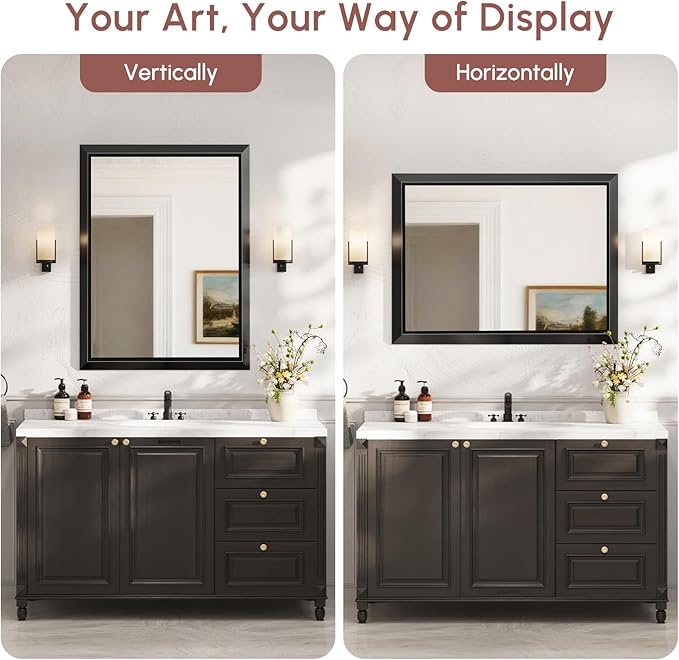 USHOWER Rectangular Bathroom Mirror, 30x40 Wall Mirror, Mirrors - Image 7