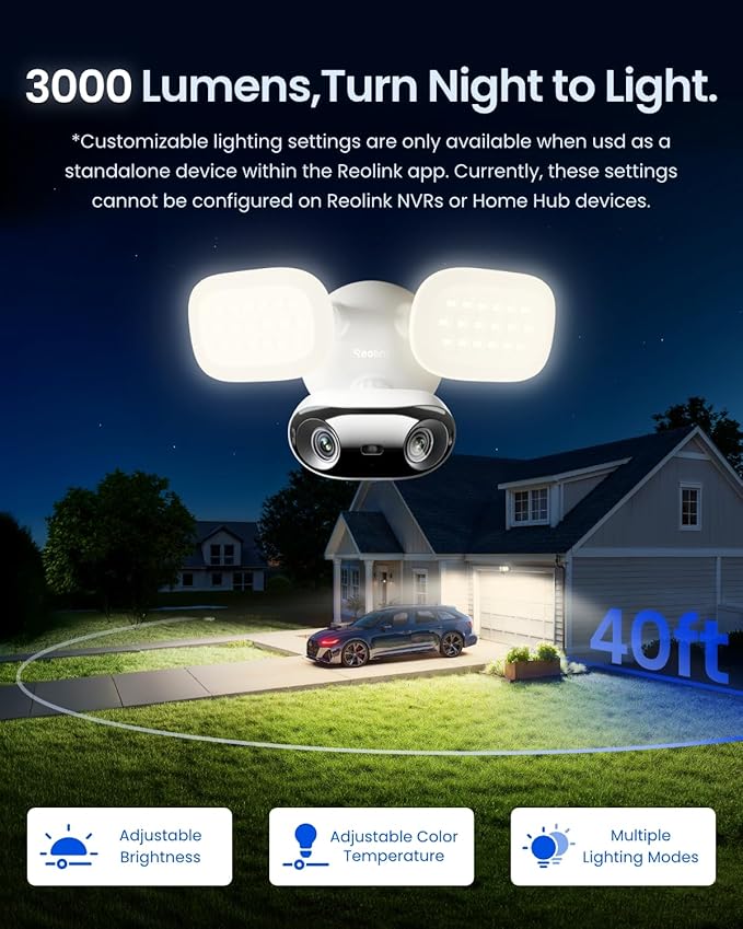 REOLINK Elite Floodlight WiFi, 4K 8MP 180° Panoramic Wired Floodlight Camera - Image 3