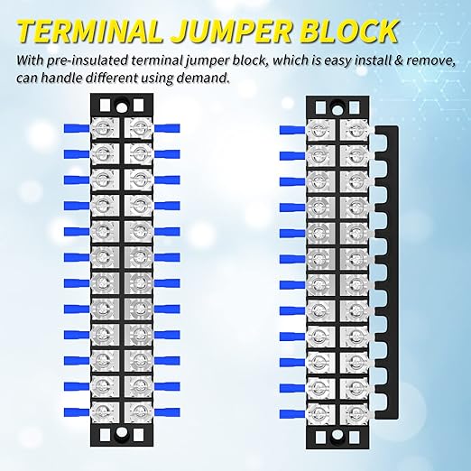 Joinfworld 35A Terminal Block 12 Position Screw Terminal Strip Dual Row - Image 4