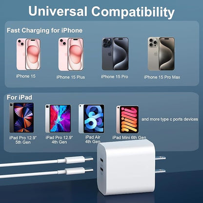 Phone 17 16/15 Pro Max Charger Fast Charging, 20W Dual Port USB C Fast Wall - Image 5