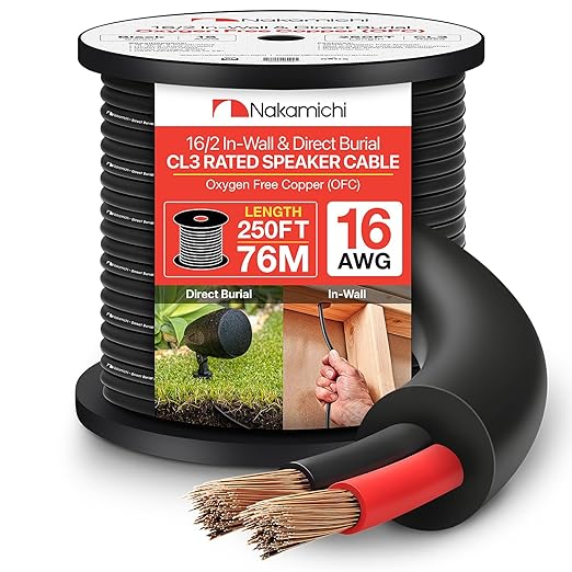 Nakamichi 16/2 in-Wall & Direct Burial Oxygen-Free Copper 2-Conductor Speaker by Nakamichi