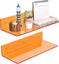15 Inches Orange Acrylic Wall Shelves 2 Pack, L Shape Floating Shelf, Perspex by Sezanrpt