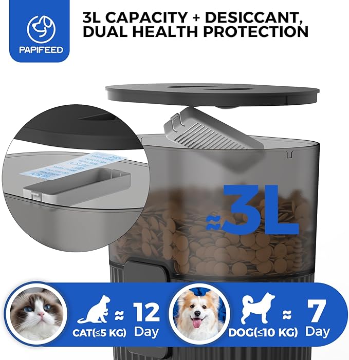 PAPIFEED Automatic Cat Feeder 3.5L/15 Cup ，WiFi Pet Feeder - Image 6
