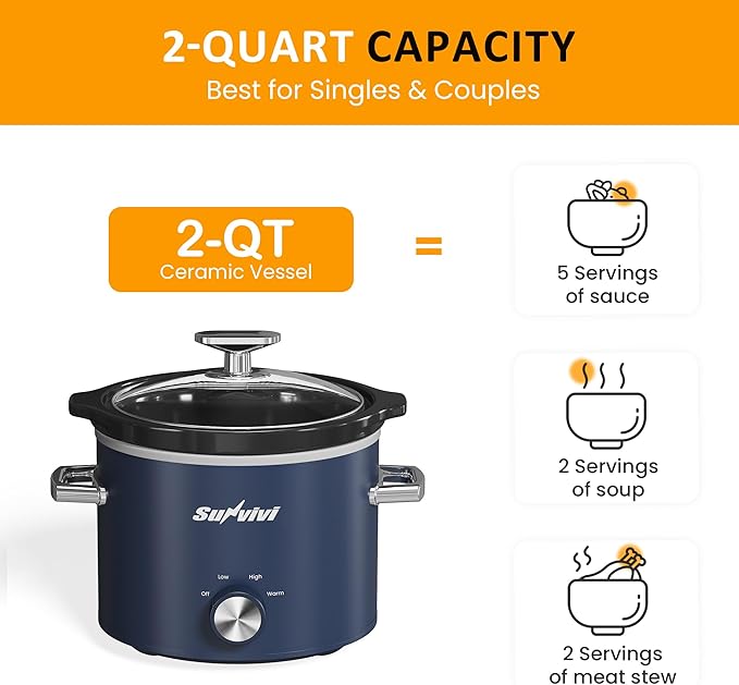 Sunvivi 2 Quart Slow Cooker, Small Slow Cooker - Image 8