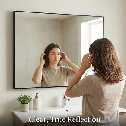 48''x36'' Extra Large Black Bathroom Mirror, Metal Framed Vanity Mirror - Image 5