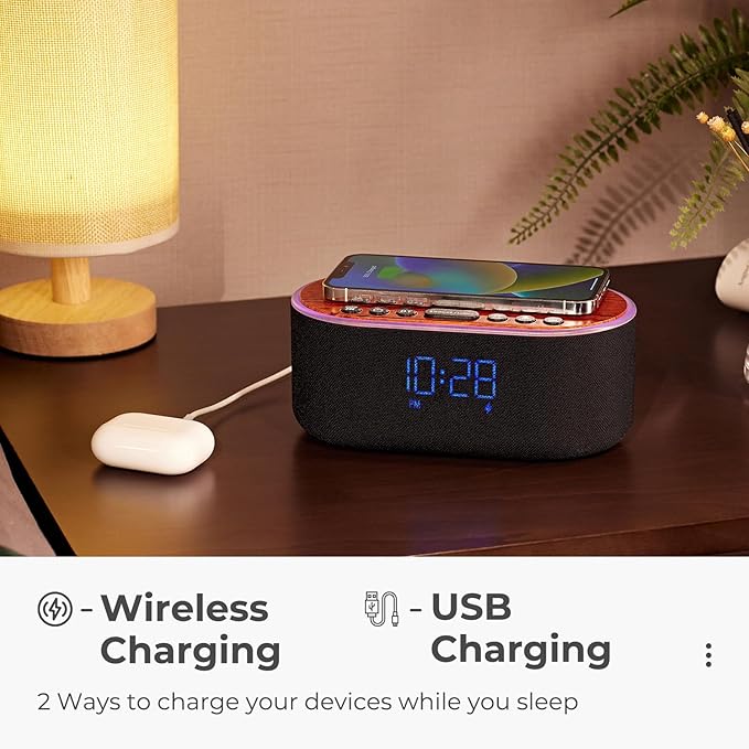 uscce Alarm Clock Bluetooth FM Radio: 10W Stereo Sound Speaker - Image 4