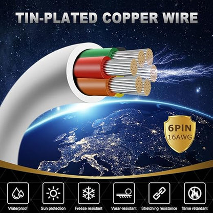 16 Gauge 6 Conductor Electrical Wire, 16.4FT White Stranded Low Voltage 16/6 - Image 2