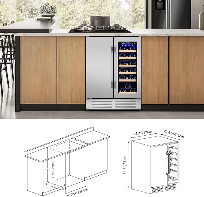 Wine and Beverage Refrigerator, 24 Inch Dual Zone Wine Beverage Cooler - Image 7