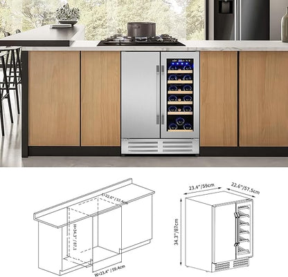 Wine and Beverage Refrigerator, 24 Inch Dual Zone Wine Beverage Cooler - Image 7