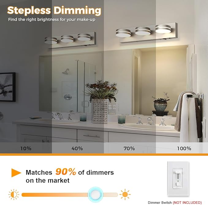 LED Vanity Lights 18.9in Bathroom Lights Fixtures Over Mirror 3 Light LED - Image 5