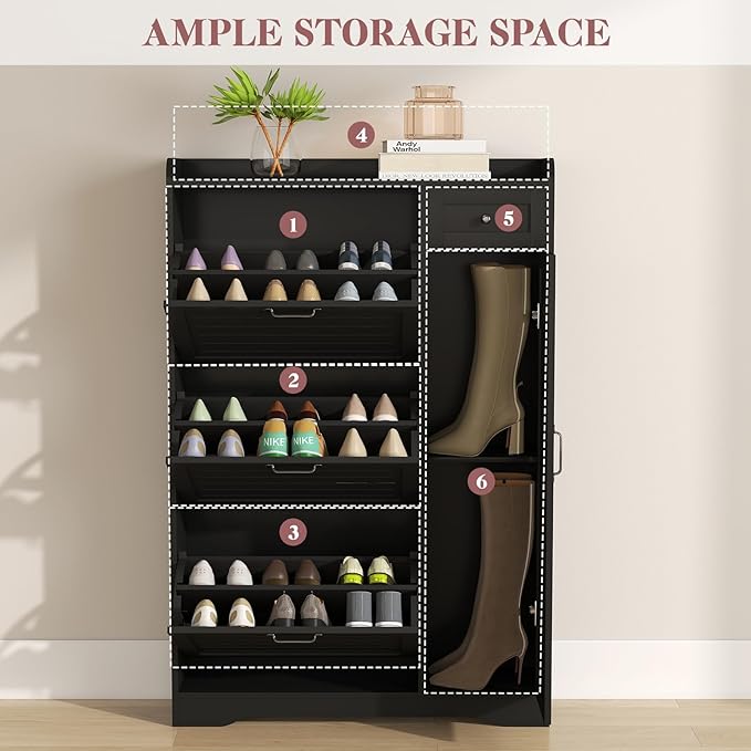 Slim Shoe Storage Cabinet for Entryway, Hidden Shoe Rack Cabinet - Image 8
