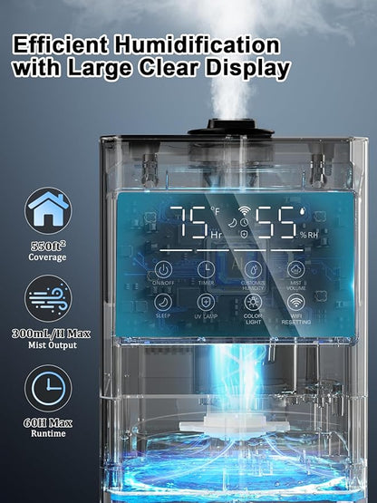 Zeova 9L/2.4Gal Smart Cool Mist Humidifier, Top Fill Quiet Humidifier Large Room - Image 4