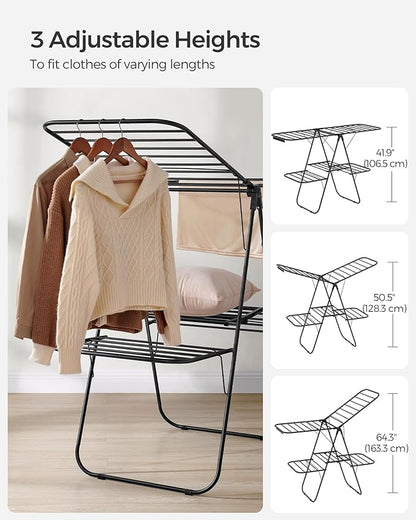 SONGMICS Clothes Drying Rack, Foldable 2-Level Laundry Drying Rack, - Image 5