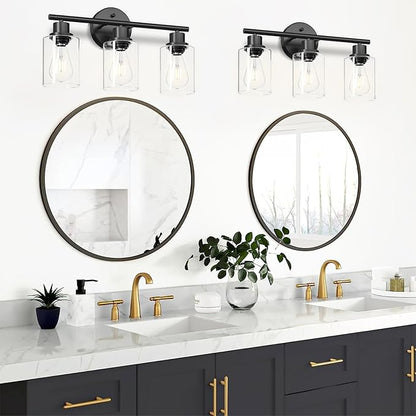 Guliaofo 3-Light Black Vanity Lights, E26 Modern Bathroom Light Fixtures - Image 7
