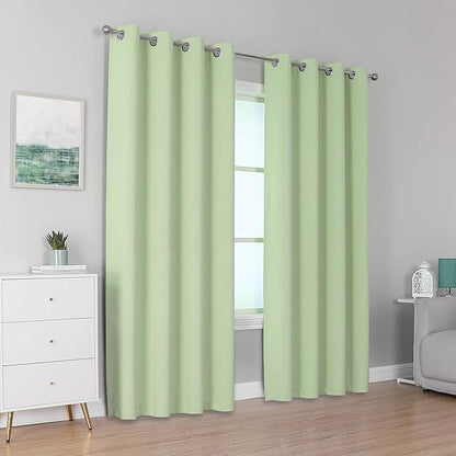 DUALIFE Light Green Blackout Curtain Panels/Drapes - Image 2