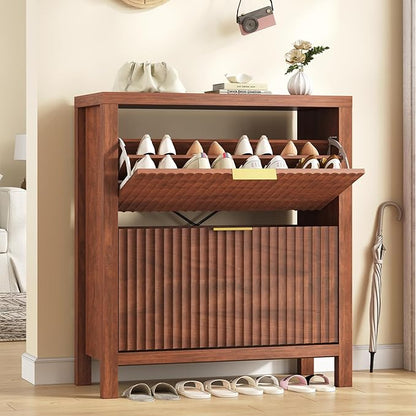 Shoe Cabinet Storage for Entryway, Fluted Shoe Cabinet by YomiluveDesign