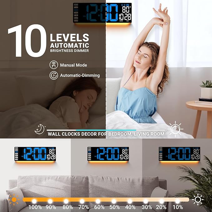 16.5" Large Digital Wall Clock: Wall Mount Decor Clock Large Display - Image 6