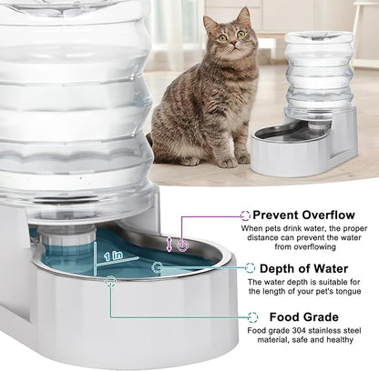 RIZZARI Gravity Water Bowl Dispenser: 4L White Stainless Steel Water Feeder - Image 4