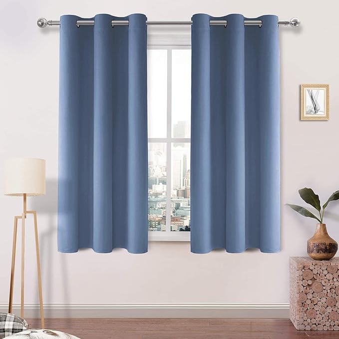 DWCN Blackout Curtains for Bedroom, Dusty Blue Thermal Room Darkening Drapes by DWCN