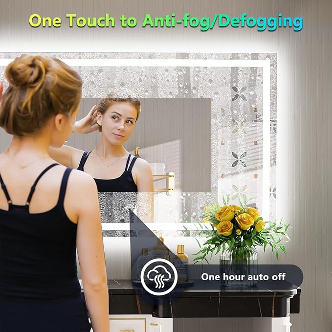 YEELAIT 55x36 Inch RGB LED Bathroom Mirror Front Light and RGB Backlit Lighted - Image 5