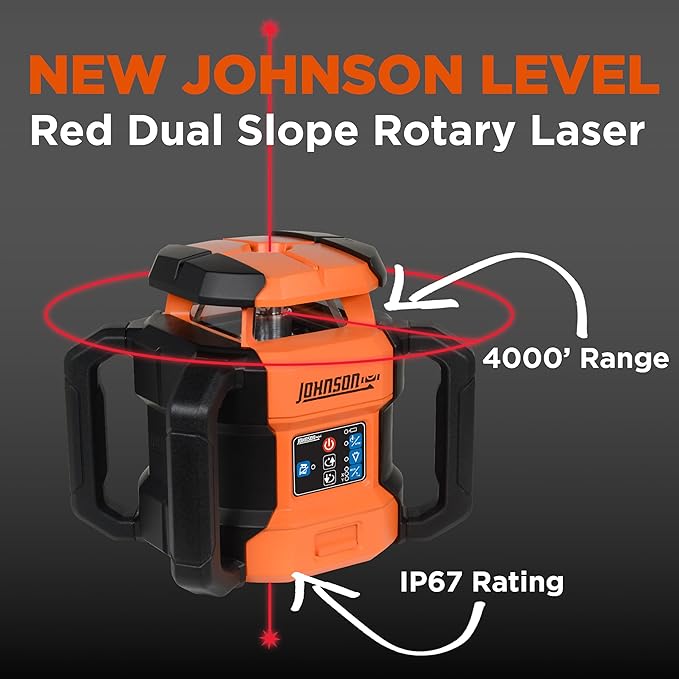 Johnson Level & Tool JRT300-RDHV-K Self-Leveling Red Dual Slope Rotary Laser Kit - Image 2