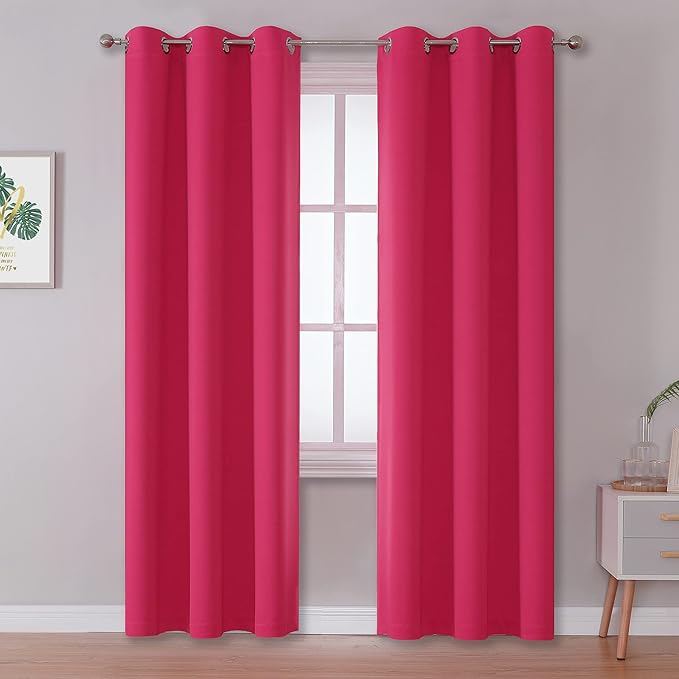 DUALIFE 84 Inch Fuschia Hot Pink Curtain Panels by DUALIFE