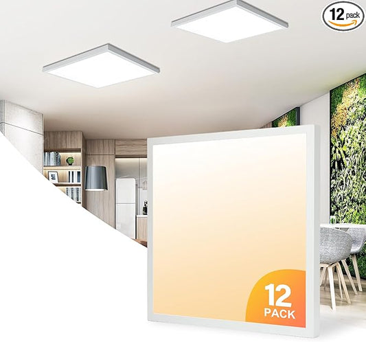 Mcacggo 12-Pack 2x2 FT LED Flat Panel Light Surface Mount, Triac Dimmable & by Mcacggo