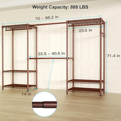 Ulif E1 Heavy Duty Closet Garment Rack, 6 Tiers Adjustable Metal Freestanding - Image 6