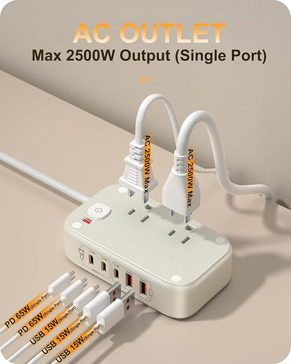 KWRNVO Power Strip with USB Ports 175W GaN 7-in-1 USB C Charging Station Type C - Image 4