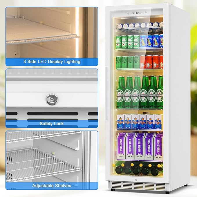 Commercial Display Beverage Fridge: 13.8 Cu Ft Upright Cooler - Image 6