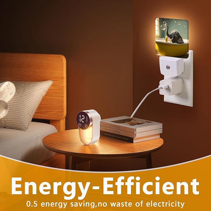 GANTINIR Cute Elephant Take a Bath Night Light, Plug-into African Animal - Image 7
