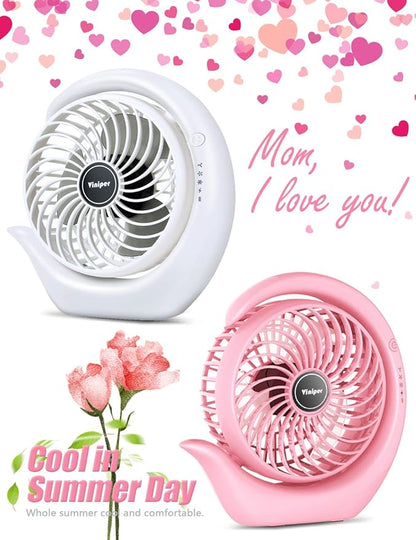 Viniper Portable Rechargeable Fan, Small Desk Fan : 3 Speeds & about 8-24 Hours - Image 2