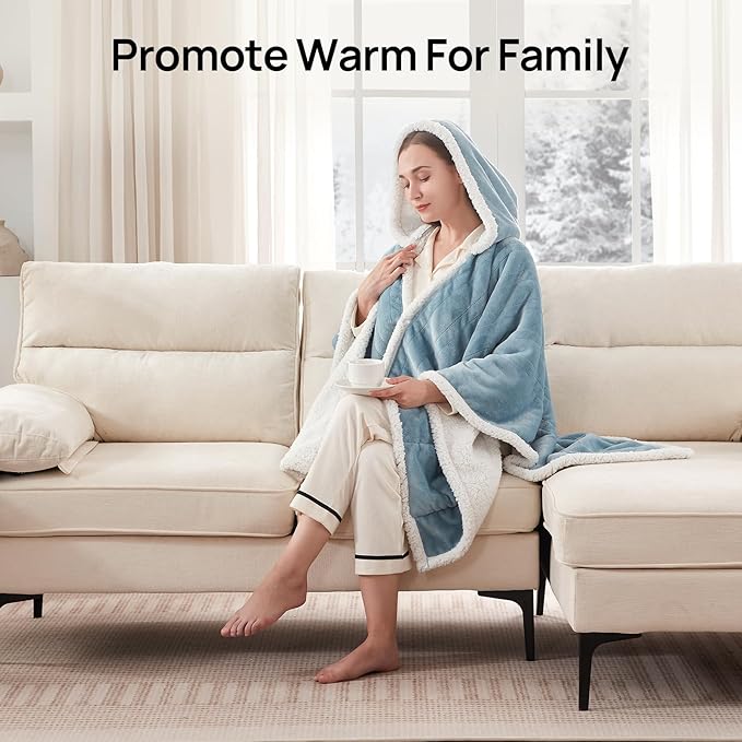 Westinghouse Wearable Heated Throw Blanket, Electric Heated Wrap Poncho Shawl - Image 3
