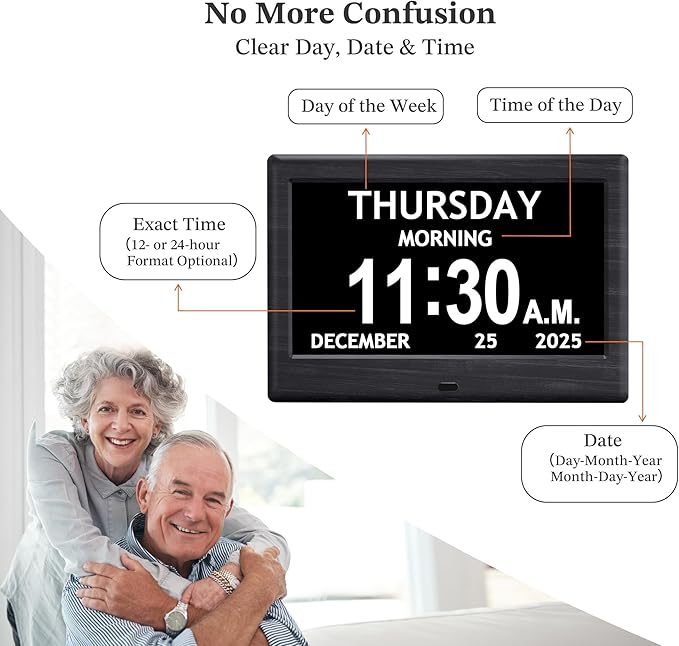 7'' Dementia Clock For Seniors, Large Display Digital Clock - Image 5