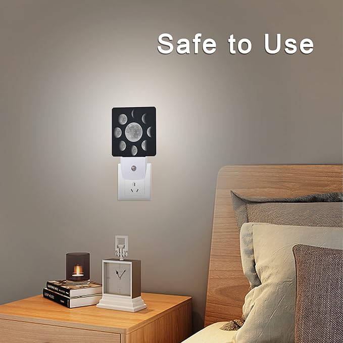 Smoaffly Moon Phases Night Light Plug-in LED Nightlights Auto Sensor Night Lamp - Image 6