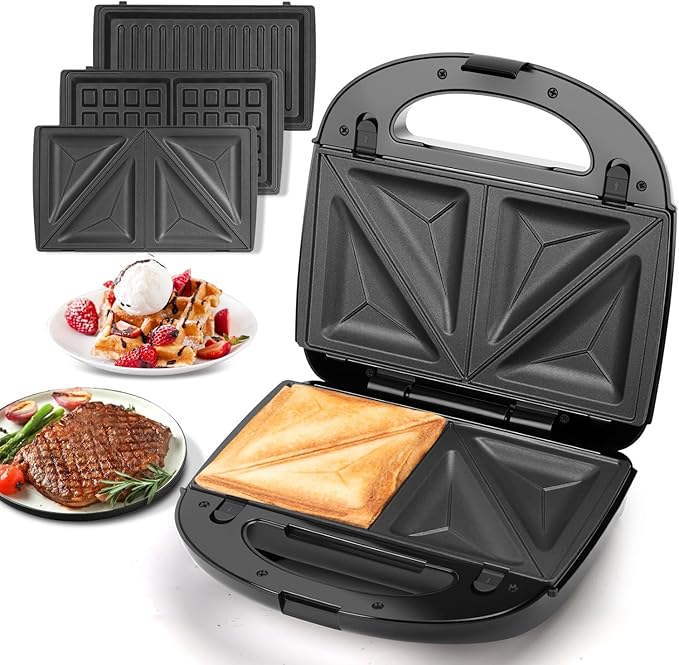 Aigostar Sandwich Maker Panini Press Grill, 3 in 1 Waffle Maker by Aigostar