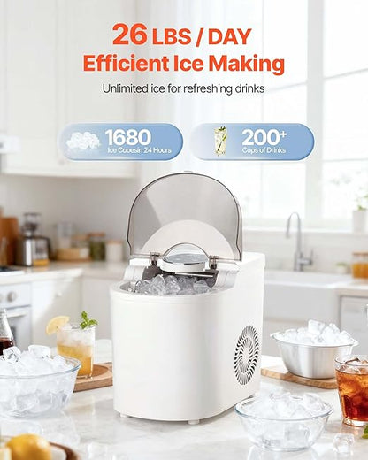 VEVOR Countertop Ice Maker, 7 Cubes Ready in 6 Mins, 26 lbs per Day, - Image 2
